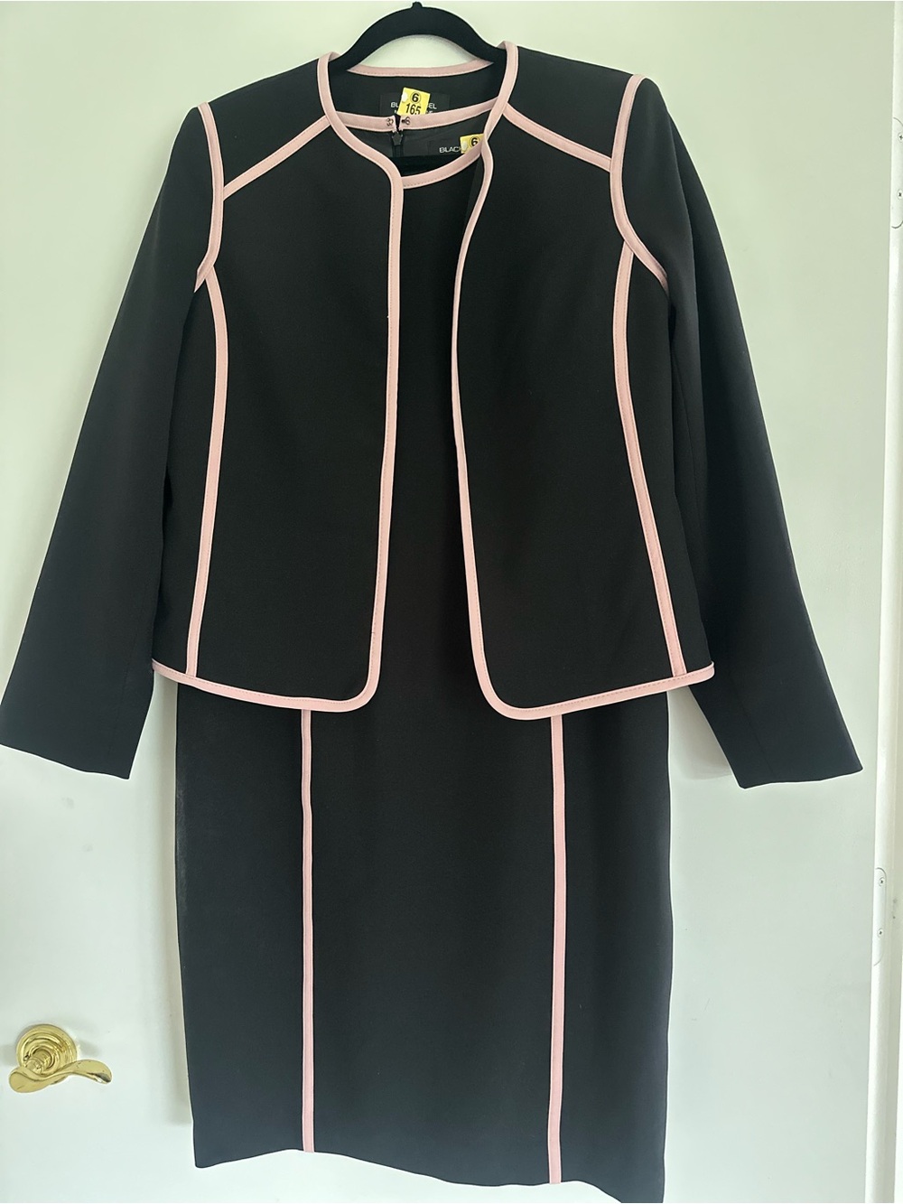 Black Label Black Midi Dress with Pink Trim - Classic Women's Two-Piece Set
